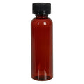 4 oz. Red Amber PET Cosmo Round Bottle with 20/400 Black Ribbed Child-Resistant Cap (CRC) with F217 Liner