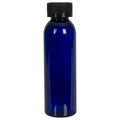 4 oz. Cobalt Blue PET Cosmo Round Bottle with 24/400 Black Ribbed Child-Resistant Cap (CRC) with F217 Liner
