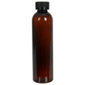 8 oz. Light Amber PET Cosmo Round Bottle with 24/400 Black Ribbed Child-Resistant Cap (CRC) with F217 Liner