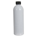 16 oz. White PET Cosmo Round Bottle with 24/400 Black Ribbed Child-Resistant Cap (CRC) with F217 Liner