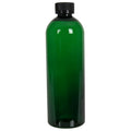 16 oz. Dark Green PET Cosmo Round Bottle with 24/400 Black Ribbed Child-Resistant Cap (CRC) with F217 Liner