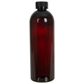 16 oz. Light Amber PET Cosmo Round Bottle with 24/400 Black Ribbed Child-Resistant Cap (CRC) with F217 Liner