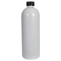 32 oz. White PET Cosmo Round Bottle with 28/400 Black Ribbed Child-Resistant Cap (CRC) with F217 Liner