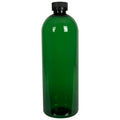 32 oz. Dark Green PET Cosmo Round Bottle with 28/400 Black Ribbed Child-Resistant Cap (CRC) with F217 Liner