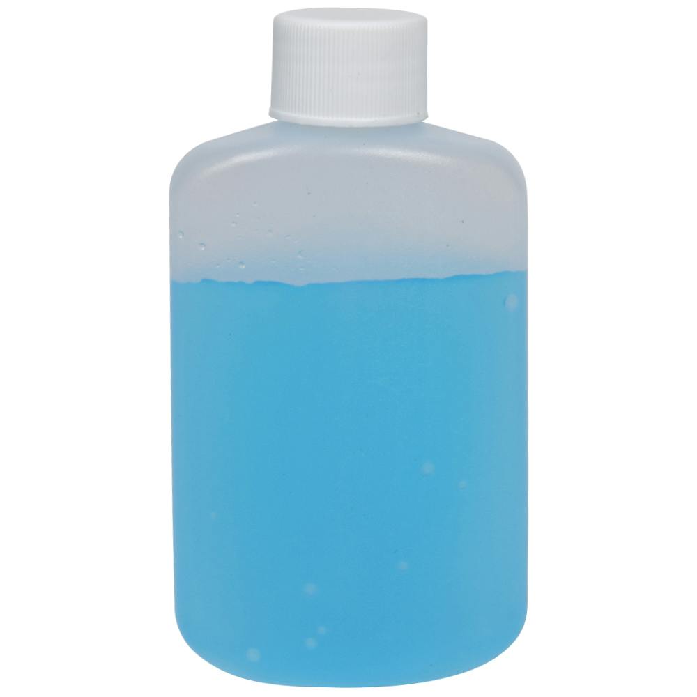 4 oz. Natural LDPE Oval Bottle with 24/410 White Ribbed Cap with F217 Liner