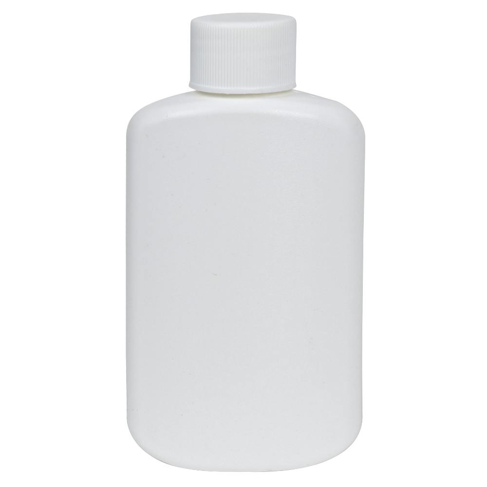4 oz. White LDPE Oval Bottle with 24/410 White Ribbed Cap with F217 Liner
