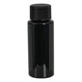 1 oz. Black PET Cylindrical Bottle with 20/410 Black Ribbed Cap with F217 Liner