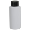 2 oz. White PET Cylindrical Bottle with 20/410 Black Ribbed Cap with F217 Liner