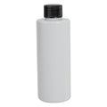 4 oz. White PET Cylindrical Bottle with 20/410 Black Ribbed Cap with F217 Liner