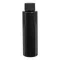 4 oz. Black PET Cylindrical Bottle with 24/410 Black Ribbed Cap with F217 Liner