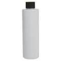 8 oz. White PET Cylindrical Bottle with 24/410 Black Ribbed Cap with F217 Liner