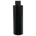 8 oz. Black PET Cylindrical Bottle with 24/410 Black Ribbed Cap with F217 Liner