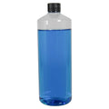 32 oz. Clear PET Cylindrical Bottle with 28/410 Black Ribbed Cap with F217 Liner