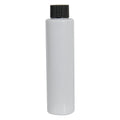 4 oz. White PET Slim Cylindrical Bottle with 24/410 Black Ribbed Cap with F217 Liner