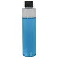 6 oz. Clear PET Slim Cylindrical Bottle with 24/410 Black Ribbed Cap with F217 Liner