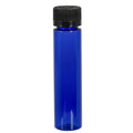 1 oz. Cobalt Blue PET Slim Cylindrical Bottle with 20/400 Black Ribbed Child-Resistant Cap (CRC) with F217 Liner