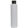 4 oz. White PET Slim Cylindrical Bottle with 24/400 Black Ribbed Child-Resistant Cap (CRC) with F217 Liner