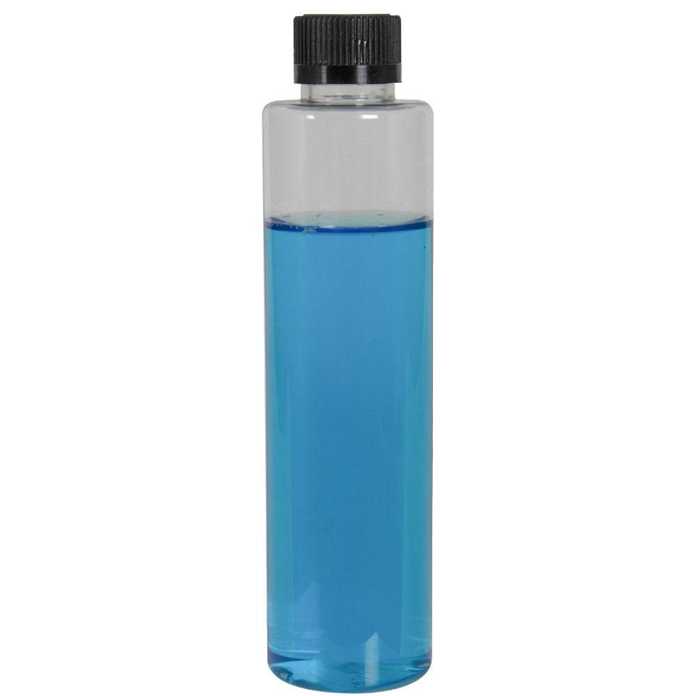 6 oz. Clear PET Slim Cylindrical Bottle with 24/400 Black Ribbed Child-Resistant Cap (CRC) with F217 Liner