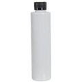 6 oz. White PET Slim Cylindrical Bottle with 24/400 Black Ribbed Child-Resistant Cap (CRC) with F217 Liner