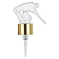 24/410 Gold/White Mini Trigger Sprayer with 7-3/4" Dip Tube & Locking Ship Clip