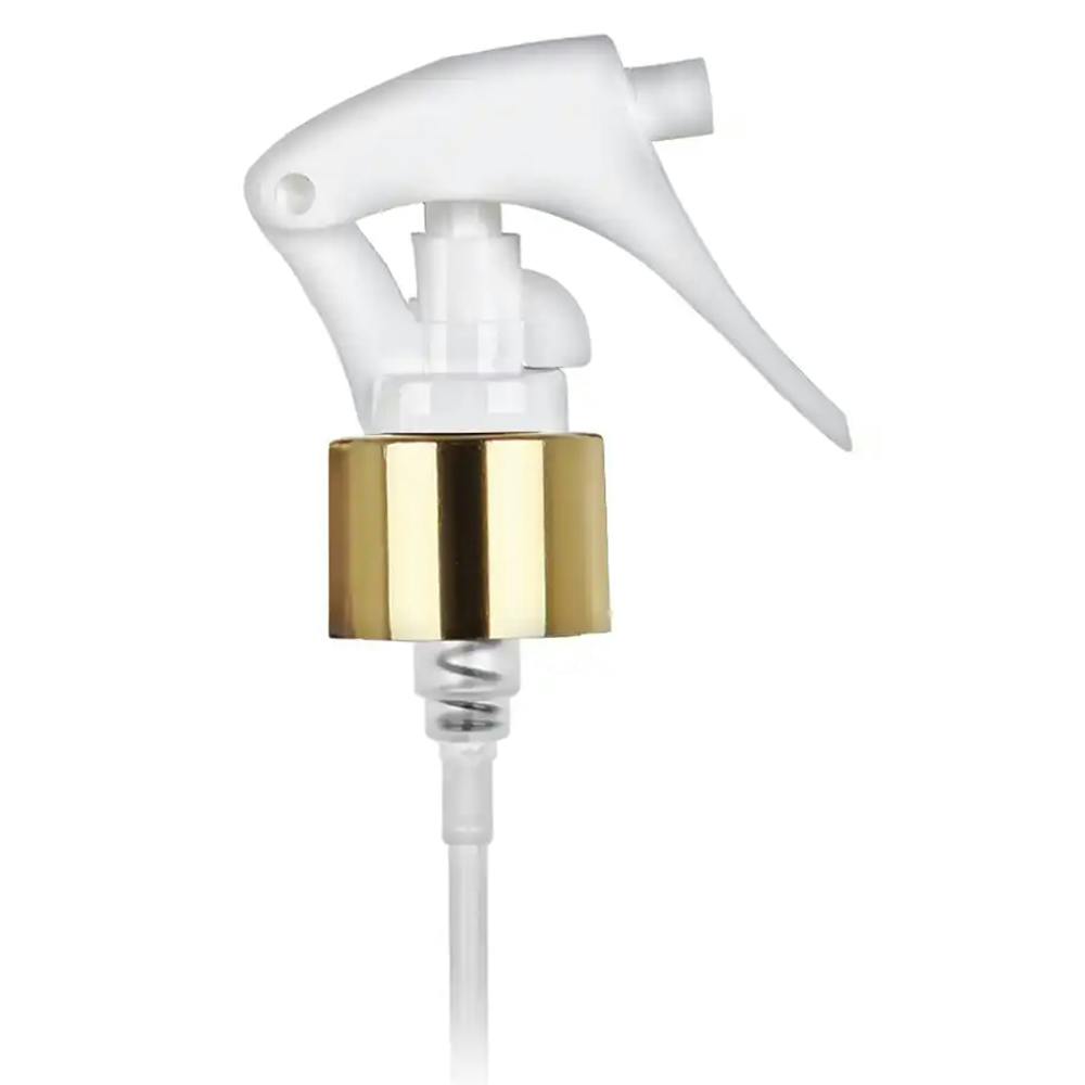 24/410 Gold/White Mini Trigger Sprayer with 7-3/4" Dip Tube & Locking Ship Clip