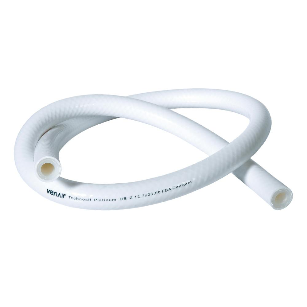 5/16" ID x 0.71" OD Vena® TECHNOSIL DB Series White Dual Braid-Reinforced Platinum-Cured Silicone Hose