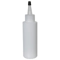 4 oz. White LDPE Cylindrical Bottle with 24/410 Natural Yorker Dispensing Cap with Regular Black Tip