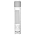 10mL Sterile Clear Polypropylene Transport Tube with FreezeTech™ Temperature Indicator & Attached White Screw Cap - 100 per Bag; 5 Bags per Case
