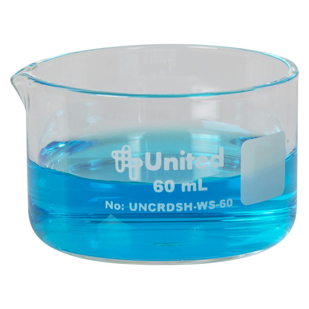 60mL Glass CrystalClear™ Straight Sided Crystallizing Dish with Spout - Package of 6