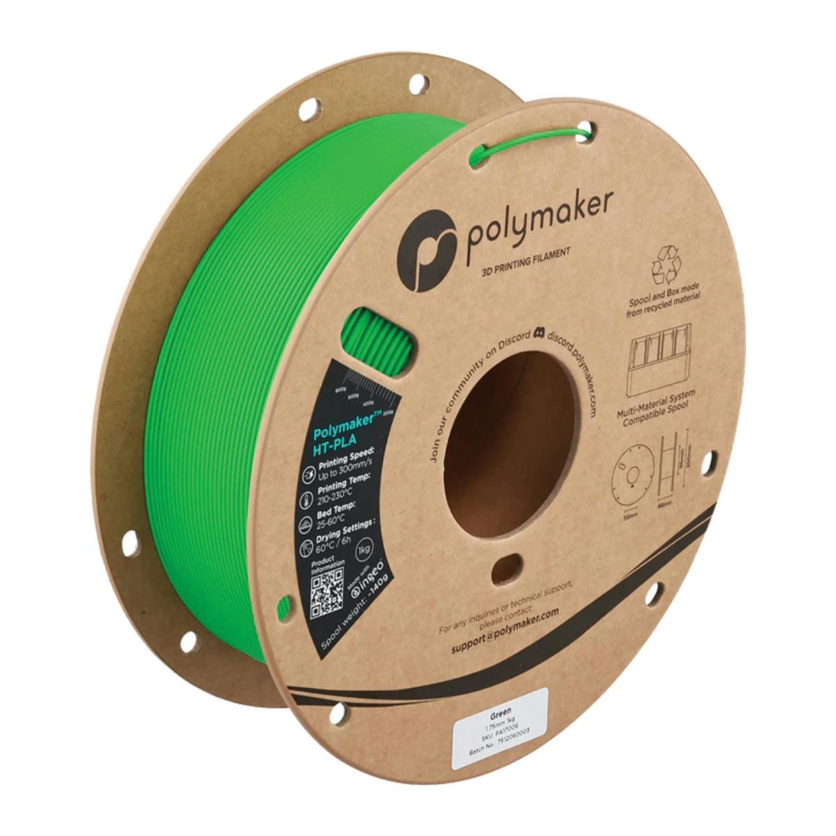 1.75mm Dia. Green Polymaker™ HT-PLA High-Temperature 3D Printing Filament