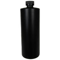32 oz. Black HDPE Cylindrical Sample Bottle with 28/400 Black Ribbed Child-Resistant Cap (CRC) with F217 Liner