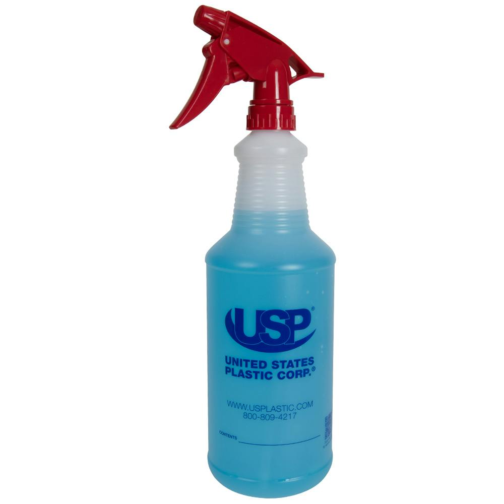 32 oz. Natural HDPE USP Premium Graduated Carafe Spray Bottle with 28/400 Red Model 300ES™ Trigger Sprayer