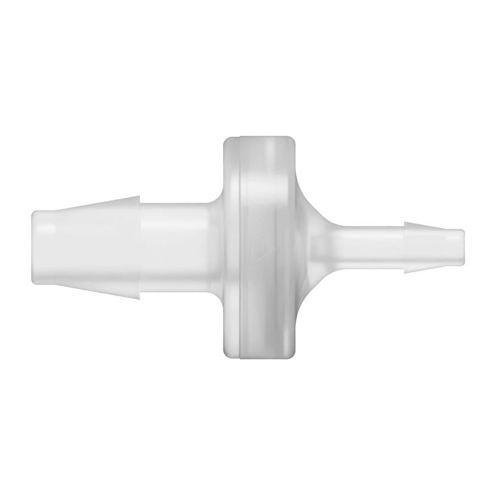 1/4" Hose Barb x 1/8" Hose Barb Natural Polypropylene Reducing Check Valve with Silicone Diaphragm