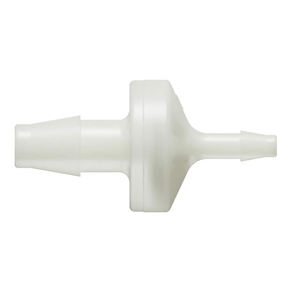 1/4" Hose Barb x 1/8" Hose Barb Natural Nylon Reducing Check Valve with Silicone Diaphragm