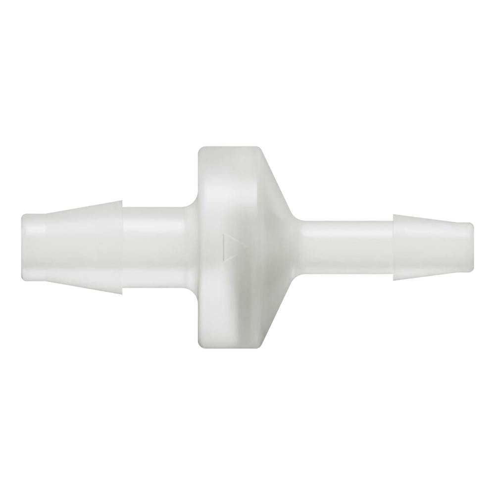 1/4" Hose Barb x 3/16" Hose Barb Natural Kynar® Reducing Check Valve with Viton™ Diaphragm