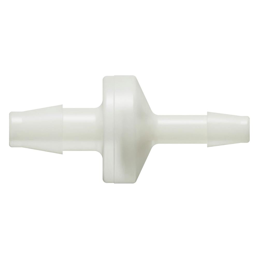 1/4" Hose Barb x 3/16" Hose Barb Natural Nylon Reducing Check Valve with Neoprene Diaphragm
