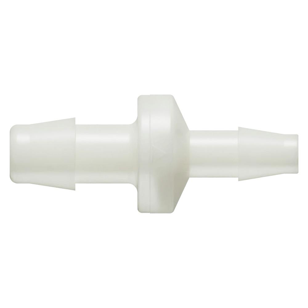 3/8" Hose Barb x 1/4" Hose Barb Natural Nylon Reducing Check Valve with Silicone Diaphragm
