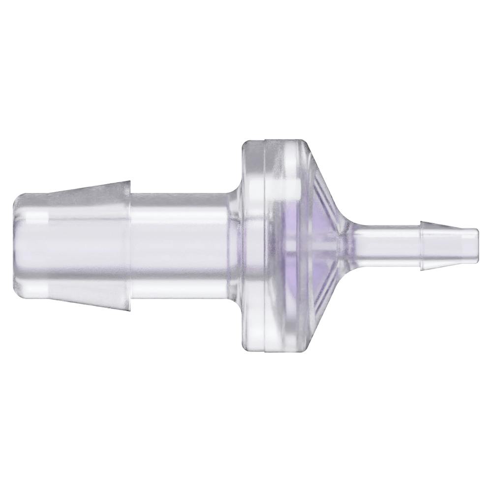 3/8" Hose Barb x 1/8" Hose Barb Gamma Stable Natural Polycarbonate Reducing Check Valve with Silicone Diaphragm