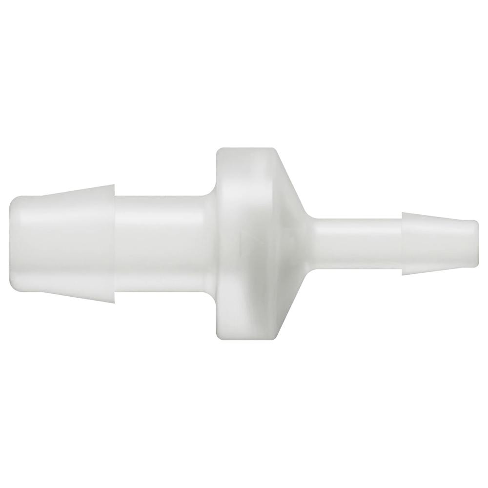 3/8" Hose Barb x 3/16" Hose Barb Natural Kynar® Reducing Check Valve with Viton™ Diaphragm