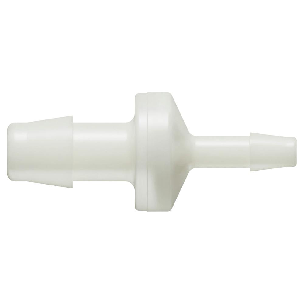 3/8" Hose Barb x 3/16" Hose Barb Natural Nylon Reducing Check Valve with Neoprene Diaphragm