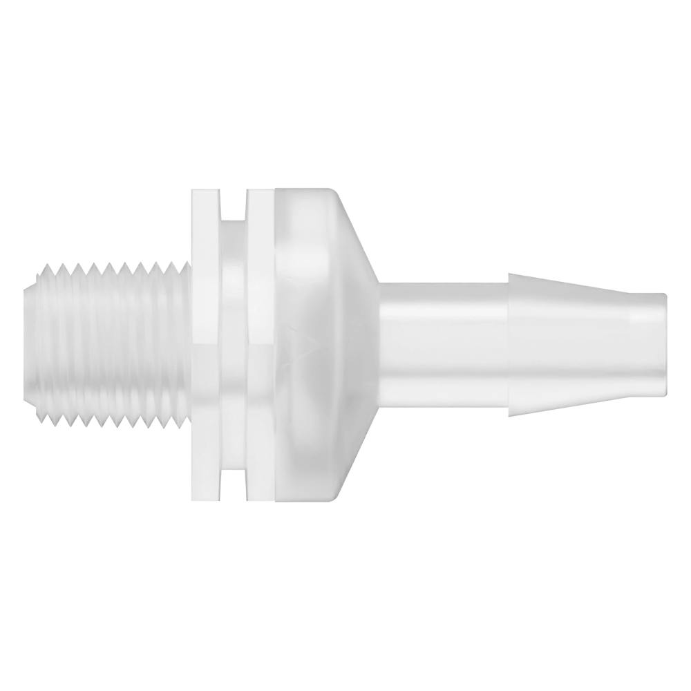 1/8"-27 MNPT x 1/4" Hose Barb Natural Polypropylene Threaded Check Valve with Viton™ Diaphragm
