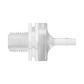 1/8"-27 MNPT x 1/8" Hose Barb Natural Polypropylene Threaded Check Valve with Silicone Diaphragm