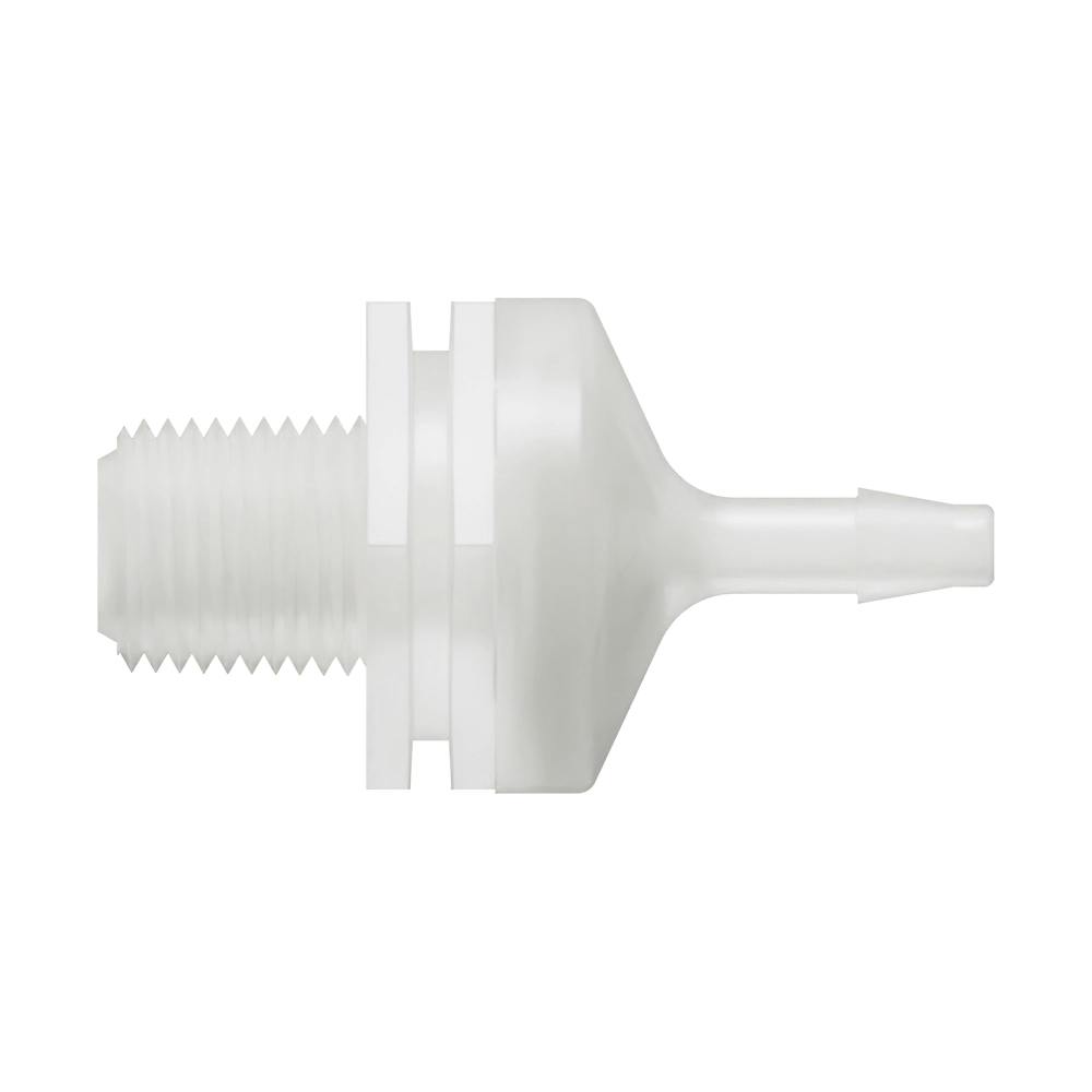 1/8"-27 MNPT x 1/8" Hose Barb Natural Kynar® Threaded Check Valve with Viton™ Diaphragm