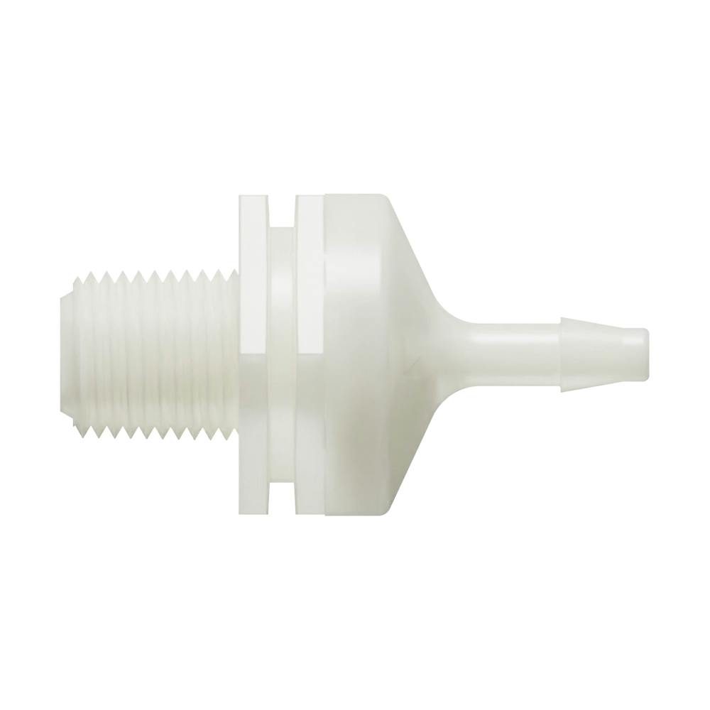 1/8"-27 MNPT x 1/8" Hose Barb Natural Nylon Threaded Check Valve with Neoprene Diaphragm