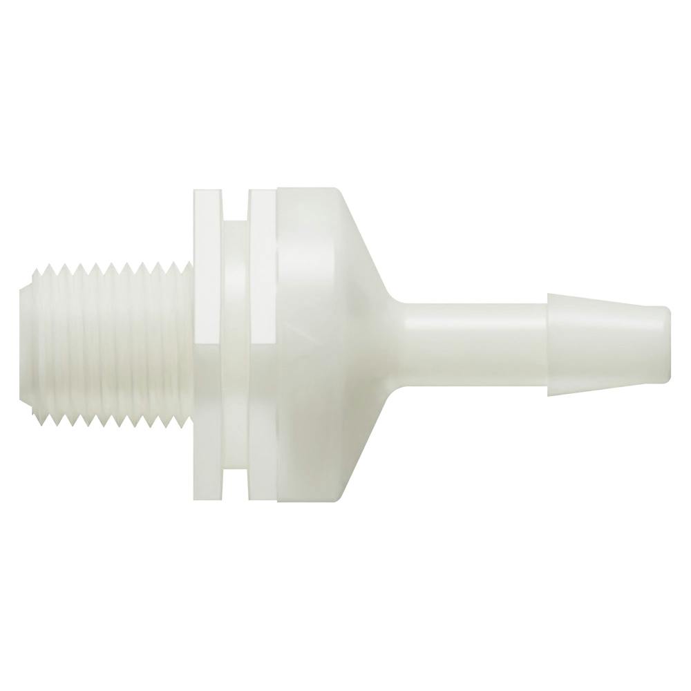 1/8"-27 MNPT x 3/16" Hose Barb Natural Nylon Threaded Check Valve with Silicone Diaphragm