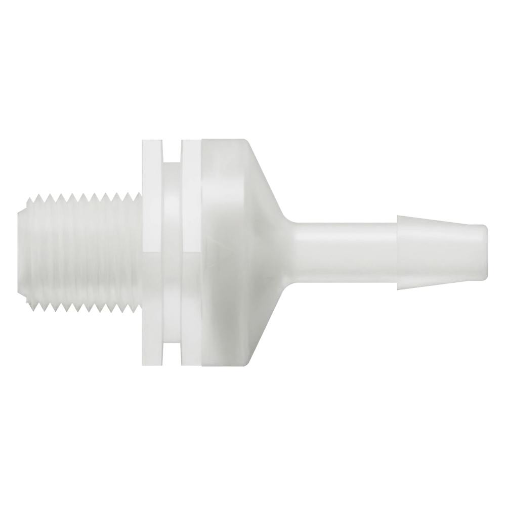 1/8"-27 MNPT x 3/16" Hose Barb Natural Kynar® Threaded Check Valve with Viton™ Diaphragm
