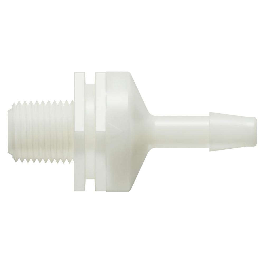 1/8"-27 MNPT x 3/16" Hose Barb Natural Nylon Threaded Check Valve with Neoprene Diaphragm