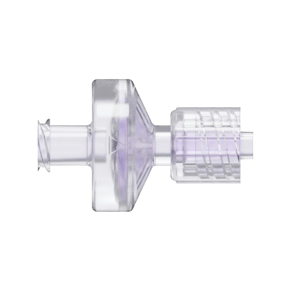 Female x Locking Male Gamma Stable Natural Polycarbonate Luer Check Valve with Silicone Diaphragm