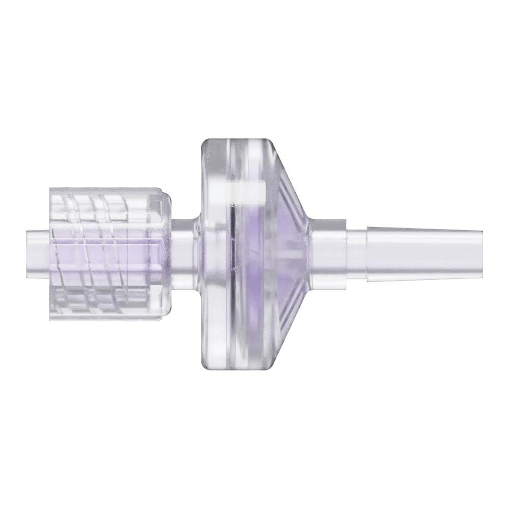 Locking Male x Slip Male Gamma Stable Natural Polycarbonate Luer Check Valve with Silicone Diaphragm