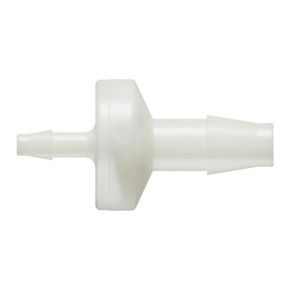 1/8" Hose Barb x 1/4" Hose Barb Natural Nylon Enlarging Check Valve with Silicone Diaphragm
